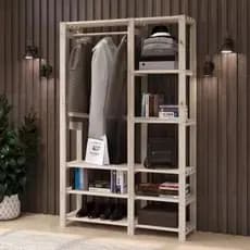 Armário Arara Closet Para Roupas Em Madeira Pinus