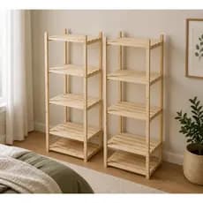 Kit 2 Estantes de Madeira Pinus Compacta 5 Prateleiras Funcional