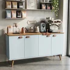 Aparador Buffet com Prateleira e 4 Portas - para Cantinho do Café ou Sala com Estilo Retrô