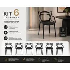 Kit 6 Cadeiras Empilháveis Minimalistas Para Ambientes Internos Externos