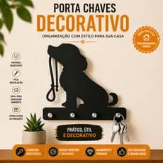 Porta Chaves de Parede Decorativo em MDF 3mm Preto Cachorro Envio Imediato