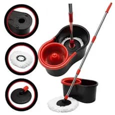 Mop Giratorio Com cabo de 140 cm Cesto Balde Centrífuga + 2 Refis