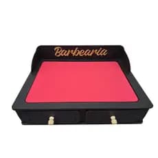 Bancada com Tapete Porta Máquina Slim com Gaveta e Porta Pentes Barbearia Profissional MDF Pronta Entrega Envio Imediato
