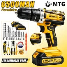 Furadeira Parafusadeira 48V 2 Baterias Maleta com Acessórios Completo Kit Profissional