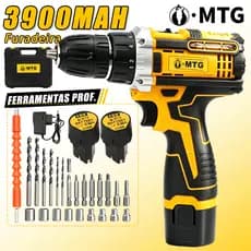 Furadeira Parafusadeira Sem Fio 15V Kit Completo c Maleta+28 Acessórios 2 Baterias Recarregáveis