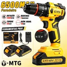 Furadeira De Impacto Sem Escova 21V WJ110 35N·m De Torque + 2 Baterias 48V Com Visor