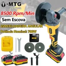 Esmerilhadeira/Lixadeira Profissional 2 Baterias 21V + Maleta Bivolt