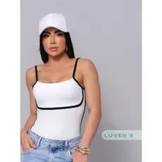 Body Feminino Alçinha Bicolor com Bojo Suplex Premium