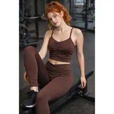 Conjunto de Academia Juvenil Feminino Fitness Cós V com Top Franzido com Bojo