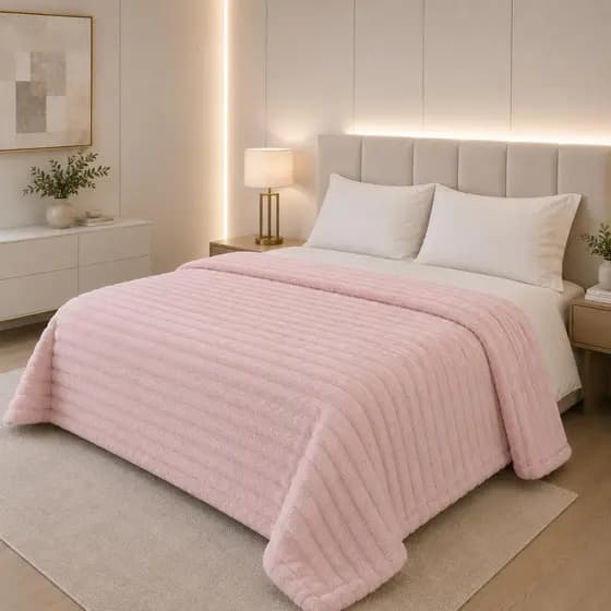 Manta Queen Soft Plush Canelada Premium Cobertura Completa 2,40x2,20m Inverno