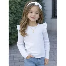 Blusa Infantil manga longa menina comprida com babado moda Outono Inverno