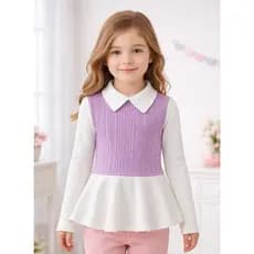 Blusa infantil menina manga longa com gola moderna, menina moda outono- inverno  , envio rápido