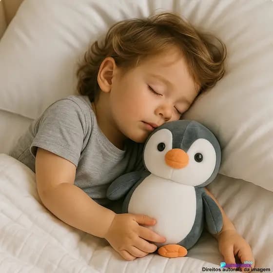 Boneco De Pelúcia Pinguim Cinza 32cm Antialérgico Macio Presente Infantil Brinquedo Fofo Dormir Bebê
