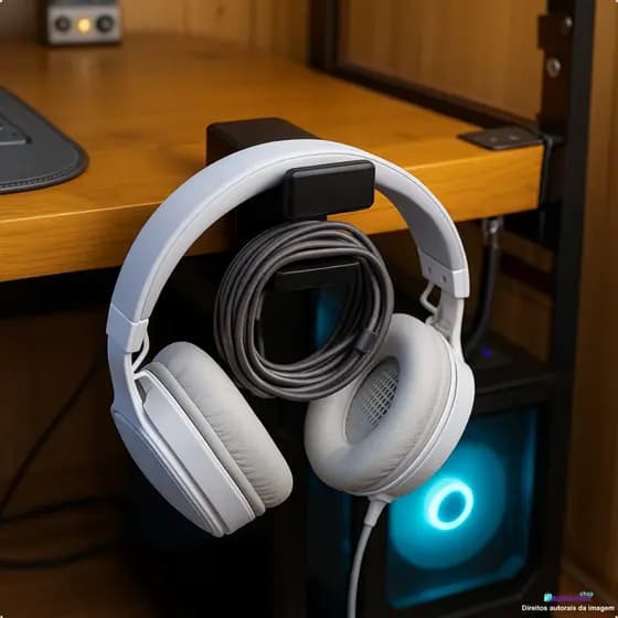 Suporte Para Headset Gamer Gancho Prendedor Mesa Fixação Rosqueada Forte Setup Organizado Cabos Fios