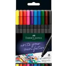 Caneta Grip Finepen Classico ou Pastel -  10 Cores - Faber Castell