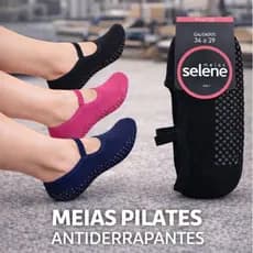 Kit Até 3 Pares De Meias Pilates Yoga Sapatilhas Antiderrapante Original Selene Ref 7850