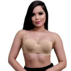 Sutiã Tomara Que Caia Costa E Alças De Silicone Top Fem Push Up Soutien Com Bojo Ref 1001