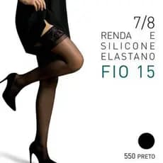 Meia Calça 7/8 Feminina Fio 15 Renda e Silicone Elastano Original Selene Ref 9630