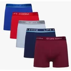 Kit 5 Cuecas Boxer Algodão Cotton Confortável Original Life Zoom Confecções Ref - 09