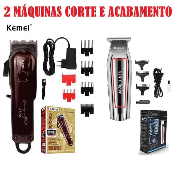 Kit Com 2 Máquinas Corte e Acabamento kemei 1 Máquina de Corte 2600 1 maquina de Acabamento 032