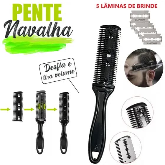 Pente Navalha Desfiadeira Profissional | Pente para Tirar Volume e Desfiar Cabelo Barbeiro