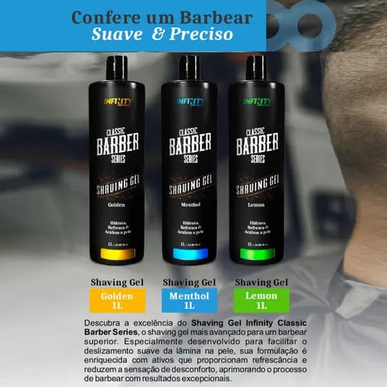 Shaving Gel de Barbear Infinity 1 Litro Menthol Golden e Lemon Sheving Infinity Shaving Em Gel