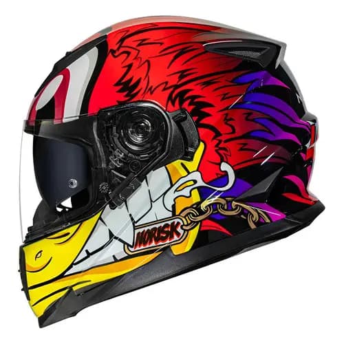 Capacete Norisk Ff302 Soul Loko Red Preto Vermelho Amarelo