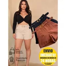Short Alfaiataria Com Cinto Encapado Envio Imediato