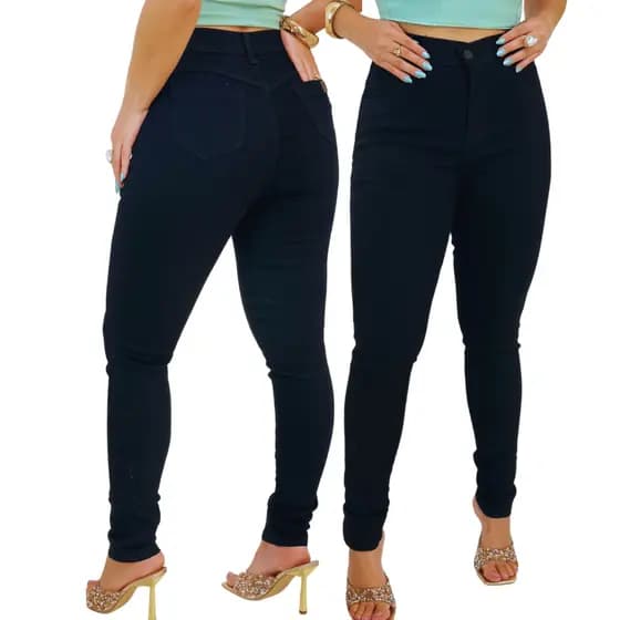 Calça Jeans Feminina Preta Cintura Alta Com Lycra Elastano Empina Bumbum Moda Premium Promoção