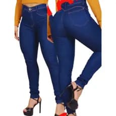 Calça Jeans Feminina Cintura Alta Com Lycra e Elastano Moda Levanta Bumbum Lavagem Escura Premium Promoção