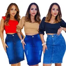 Saia Jeans Evangélica Godê Midi Em Promoção Longa No Joelho Perfeita Em Qualquer Ocasião