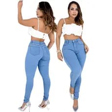 Calça Jeans Feminina Clara Crytal Moda Empina Bumbum Cintura Alta Com Lycra Elastano Lavagem Premium
