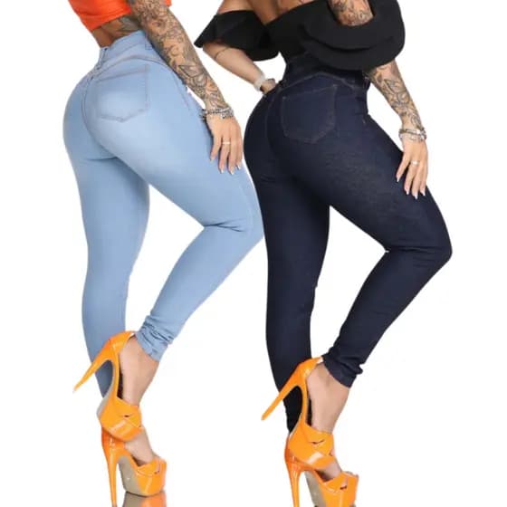 KIT 02 Calça Jeans Feminina Clara e Escura Cintura Alta Com Lycra e Moda 2025 Levanta Bumbum