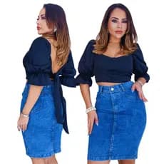 Saia Jeans Evangélica Longa No Joelho Em Promoção, Conforto E Beleza Para Todos Os Dias