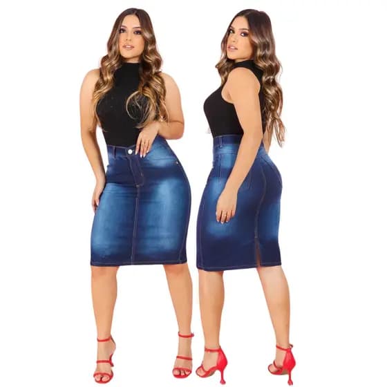 Saia Jeans Evangélica Longa Midi Comprida Gode Feminina Promoção