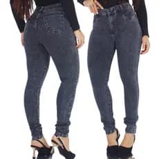 Calça Jeans Feminina Skiny Grafite Cintura Alta Lycra Elastano Moda Empina Bumbum