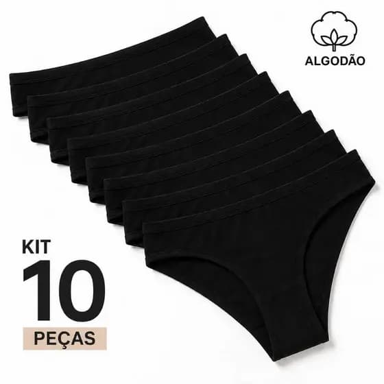 Kit Calcinha Algodão Tanga Básica Feminina Conforto Cotton Confort