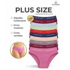 Kit Calcinha Plus Size Tangão de Algodão cotton Conforto Tamanhos GG1, GG2 e GG3 forrada cós alto