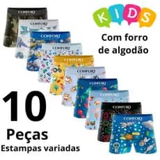 Kit Cueca Boxer Infantil Estampada Macia e Respirável