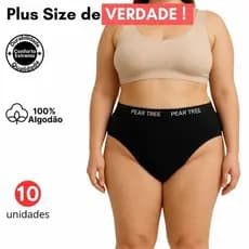 Kit 10 Calcinha de Algodão Plus Size Cintura Alta GG1 GG2 GG3 Cotton