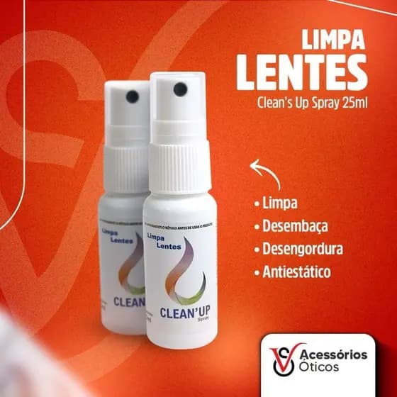 Limpa Lentes e Telas Clean Up 25ml Óculos Tv LCD Plasma Celular
