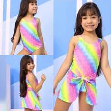Maiô Infantil Sereia Menina Juvenil com saída de Praia Piscina com Proteção UV 4,6,8 e 10 Anos