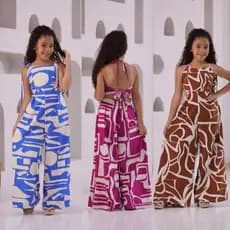 Macacão Feminino Infantil Menina Juvenil Pantalona Estampado Luxo Crepinho Premium (10 ao 16 anos)