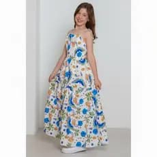 Vestido Longo Juvenil Estampado  Luxo – Moda Menina Adolescente Estilosa 10 a 16 Anos Verão 2026