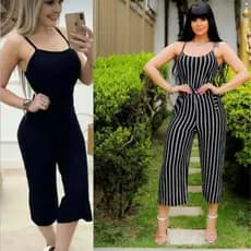 Roupa Feminina Macacão Feminino Pantacourt Viscolycra Com Linho Liso Macacã