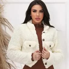 TEDDY Casaco Feminino  Jaqueta de botão Moda Feminino Blusa de Pelinho Cropped Pelucia Jaqueta LINDA Feminina Tedy Quentinha Ted Moda Blogueira Casaquinho Teddy