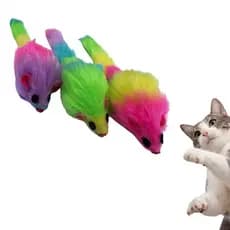 Brinquedos Para Gatos Ratinhos Ratos De Pelúcia Colorido 3un
