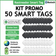 Kit 50 Rastreadores Tag Inteligente iPhone iOS MFI + Acessórios