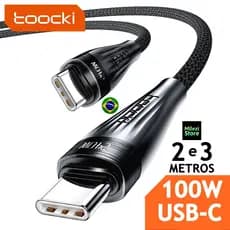 Cabo Tipo C Toocki 100W PD QC4.0 - Carregamento Rápido para MacBook, Samsung,Xiaomi