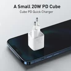 Kit Carregador Baseus PD USB-C PD 20W + Cabo iPhone Baseus Lightning Carga Rápida